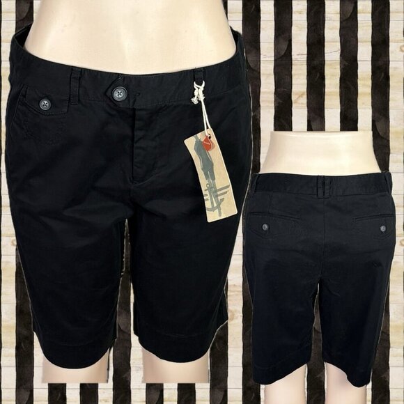 Dockers 10 Black Khaki Diem Zip Button Waist 5 Pockets Cotton Bermuda Shorts - Picture 1 of 6